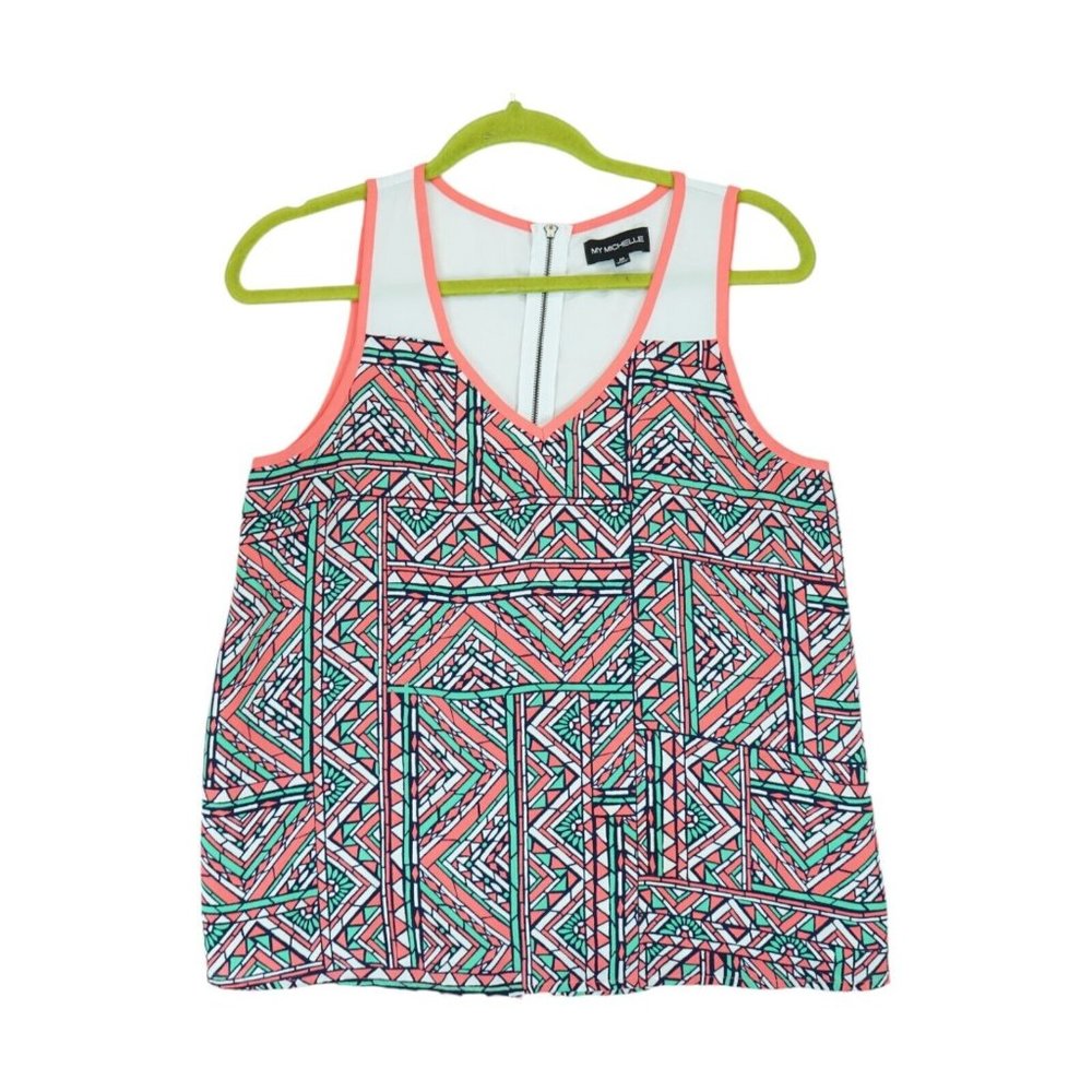 My Michelle Women's Sleeveless‎ V-Neck Boho Tank Top Size Medium Polyester
